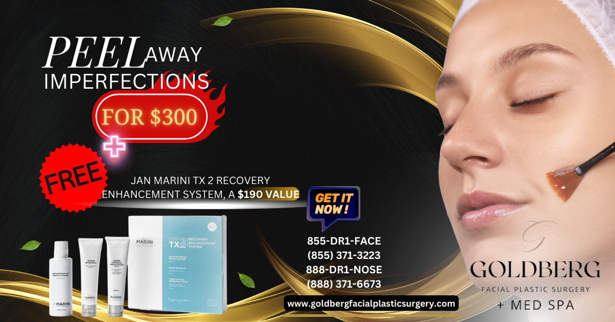 Top-Rated Facial Plastic Surgeon Montgomery County PA - 0 Peel with FREE Jan Marini TX 2 Recovery, a 0 value - Unveil the transformative power of peels in our comprehensive guide. Explore the benefits, types, and expert tips for flawless skin rejuvenation -  - Face peel Goldberg Facial Plastic Surgery